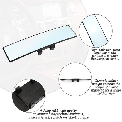 Wide Rear View Mirror Clip on 12 Inch Universal Panoramic Convex Interior Wide Angle Mirror