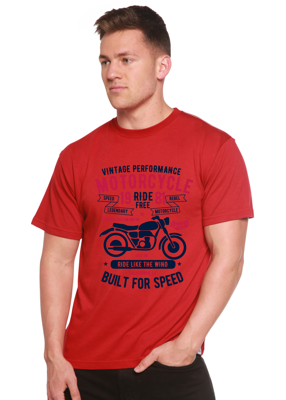 Motorcycle Ride Free Men's Bamboo Viscose/Organic Cotton Short Sleeve Graphic T-Shirt