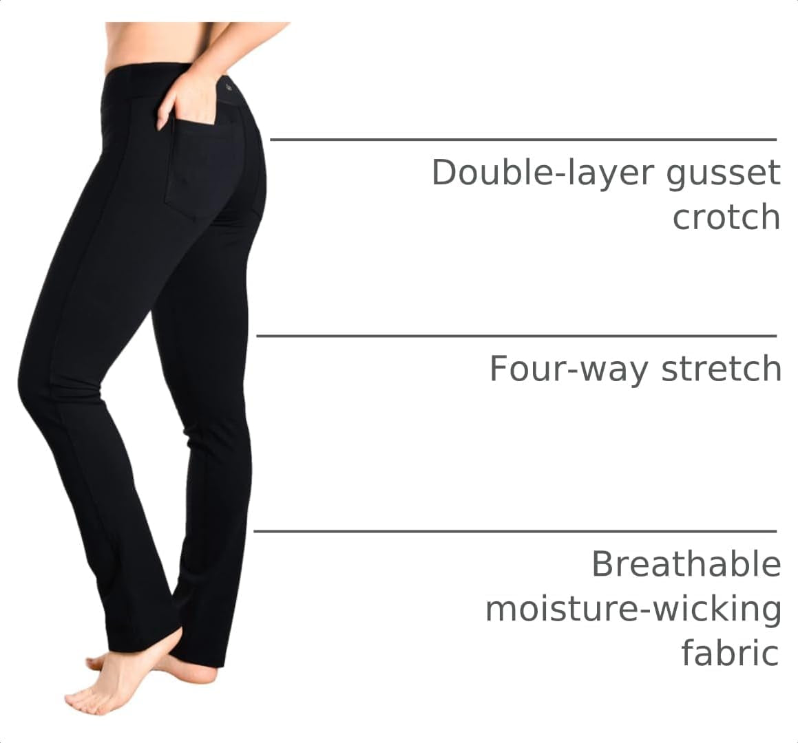 Women'S Slim Straight Leg Yoga Pants, 27"-35" Inseams