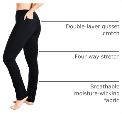 Women'S Slim Straight Leg Yoga Pants, 27"-35" Inseams