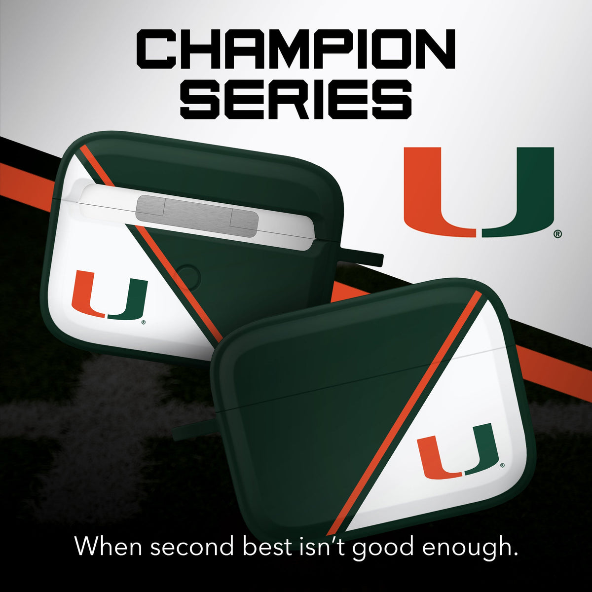 Miami Hurricanes HDX Champion Series Apple AirPods Pro 1 & 2 Case Cover