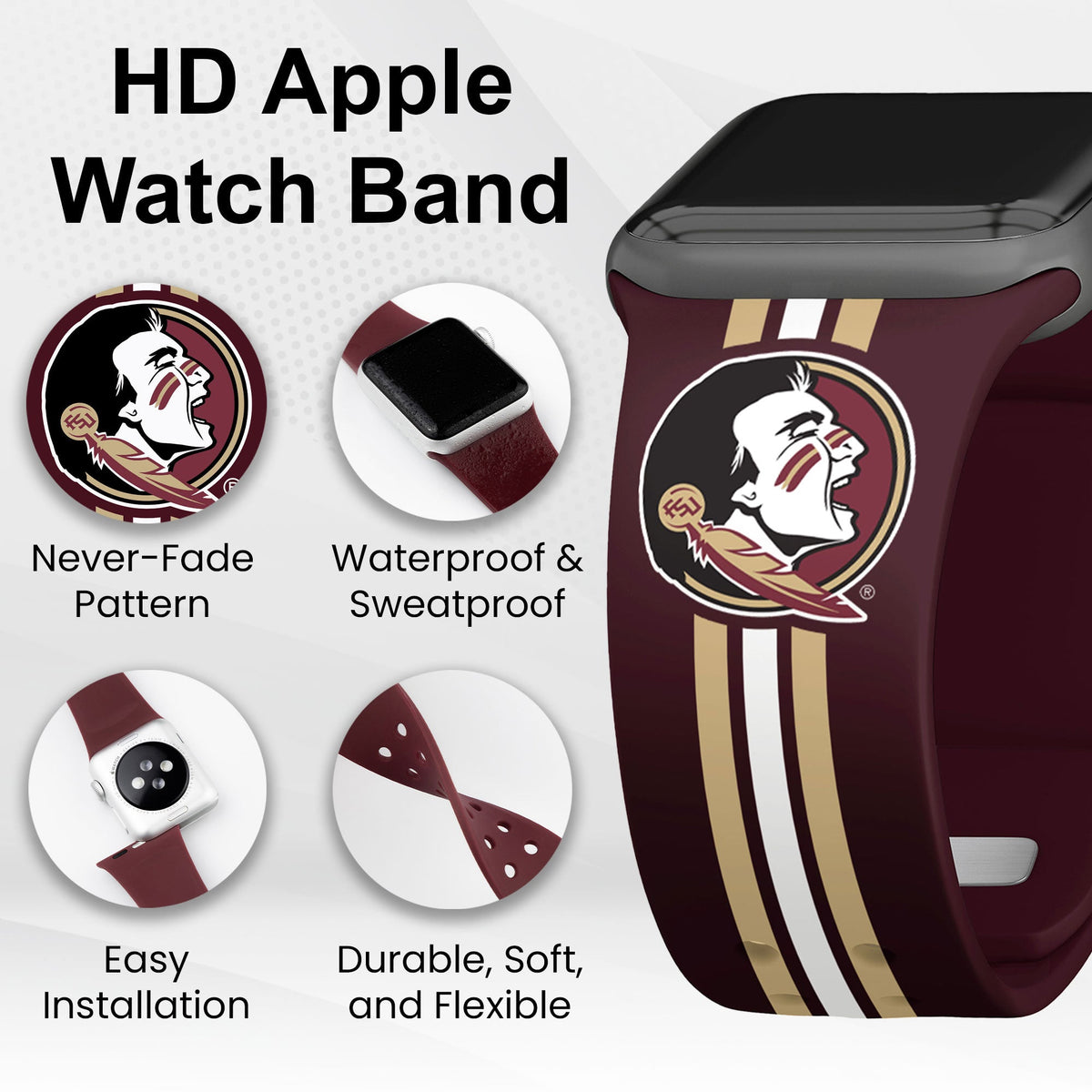 Florida State Seminoles HD Apple Watch Band