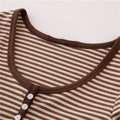 Striped Soft Cotton T-shirt 2022 Summer Fashion Slim O Neck Streetwear Tees Women Chic Tops
