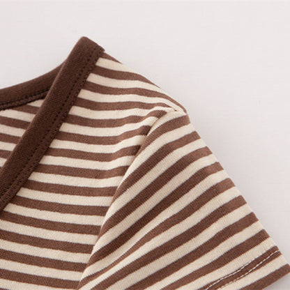 Striped Soft Cotton T-shirt 2022 Summer Fashion Slim O Neck Streetwear Tees Women Chic Tops