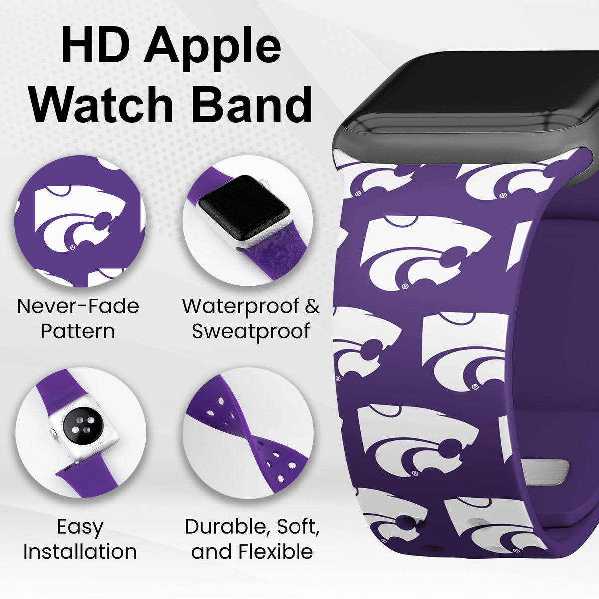 Kansas State Wildcats HD Apple Watch Band