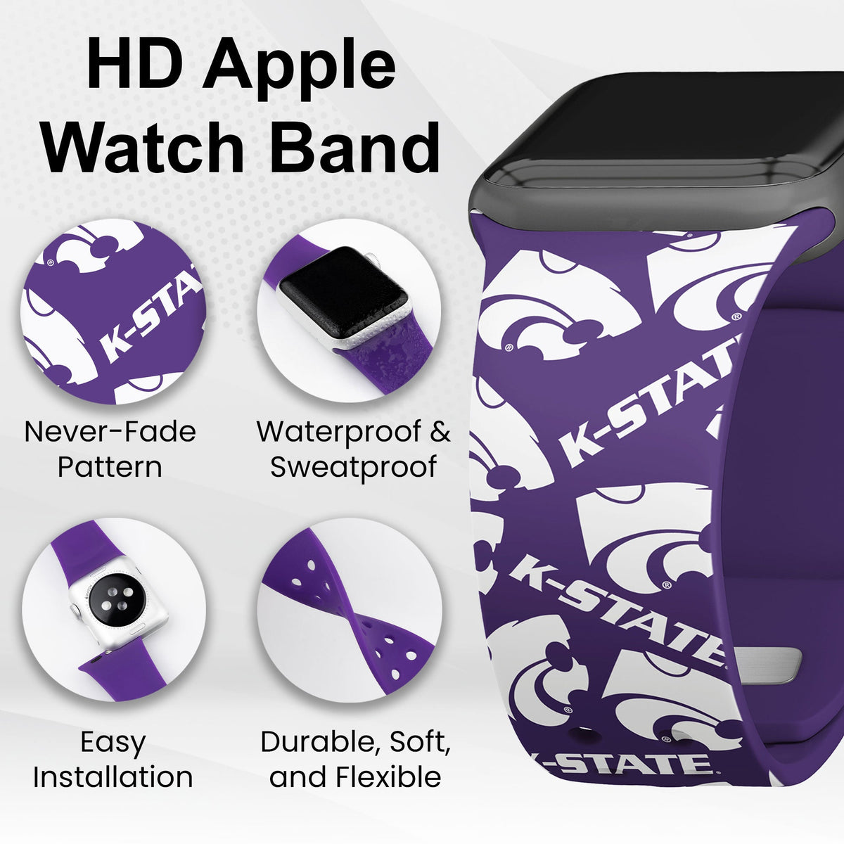 Kansas State Wildcats HD Apple Watch Band