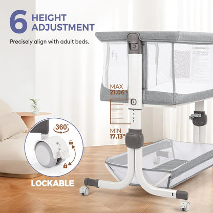 Momfann 4-in-1 Bedside Bassinet for Newborns