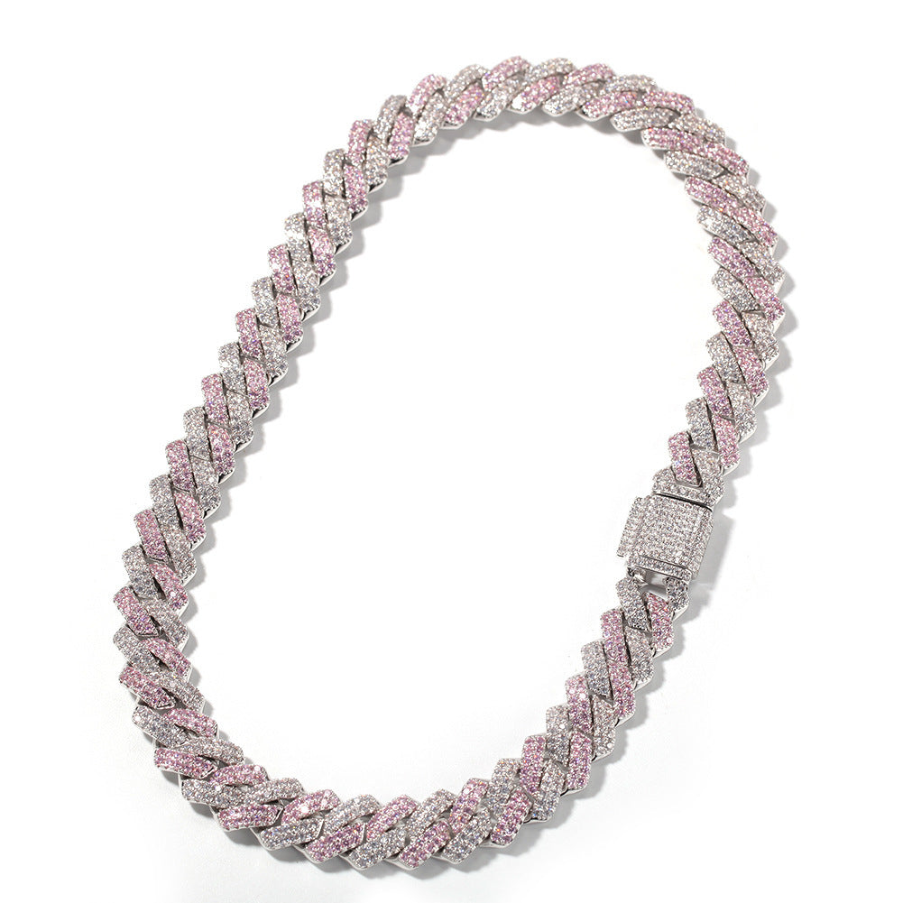 Hip-hop bar-style Cuban zircon-encrusted necklace