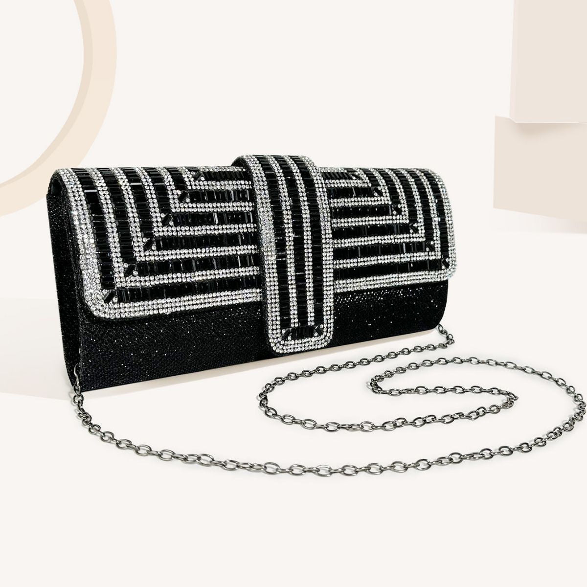 Full diamond flap shiny fashion chain clutch bag