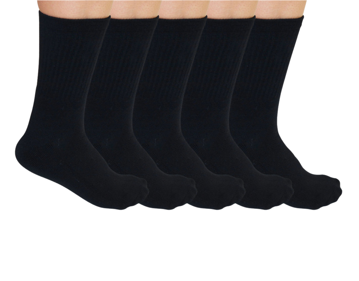 3/4 Crew Black Bamboo Viscose Socks Unisex - 5-pack