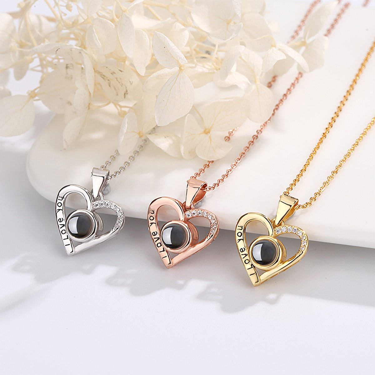Love projection necklace with customizable photos Pendant Necklace