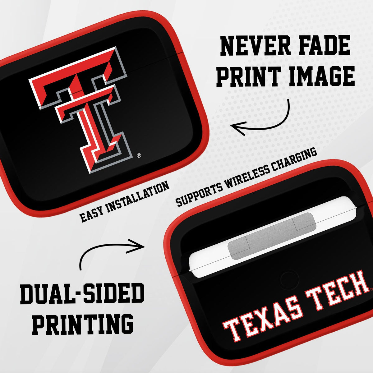 Texas Tech Red Raiders HDX AirPods Pro 1 & 2 Case Cover