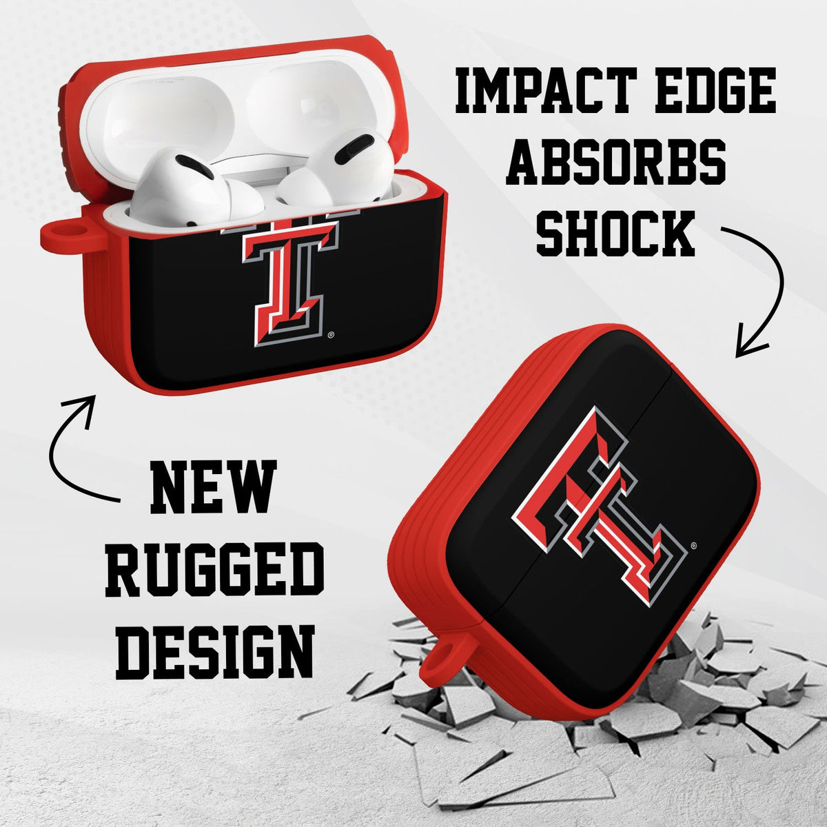 Texas Tech Red Raiders HDX AirPods Pro 1 & 2 Case Cover