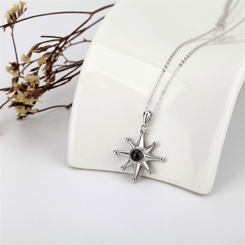 Custom Photo Necklace Flower Pendant Personalized Projection Jewelry