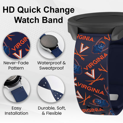 Virginia Cavaliers HD Watchband for Samsung, Garmin, Fossil, and More for Samsung, Garmin, Fossil, and More