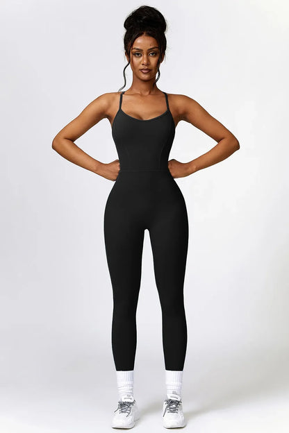 Basic Bae Open Back Spaghetti Strap Active Jumpsuit