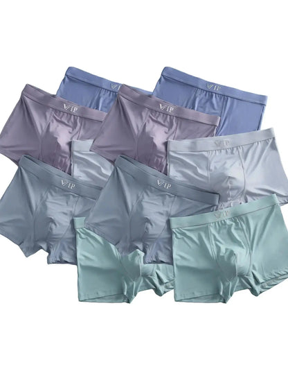 Men'S "VIP" Letter Solid Breathable Boxer Briefs, Regular Fit Casual Stylish Panties, Fashion Comfortable Underwear Set, Summer Outfits 2024