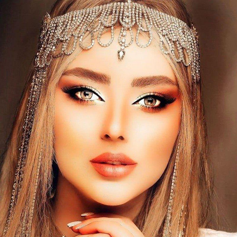 MAC155 Fashionable Rhinestone Ttassel Headwear Multi-layered Zircon Hair Chain