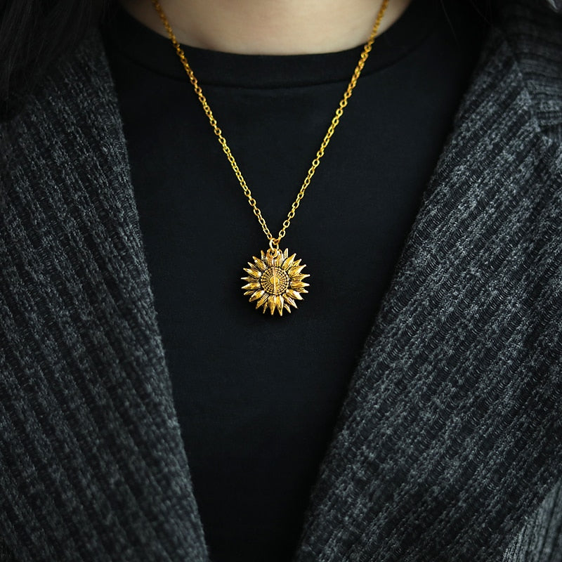 You Are My Sunshine Sunflower Necklaces For Women Gifts Rose Gold Color Fashion Jewelry